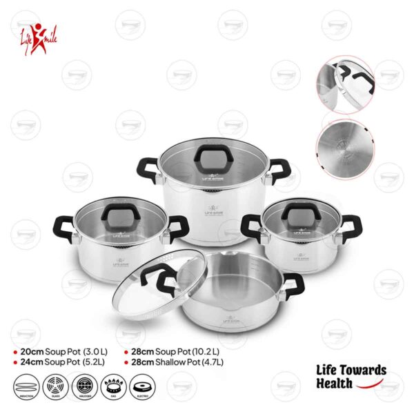سرویس قابلمه استیل 8 پارچه لایف اسمایل مدل P29